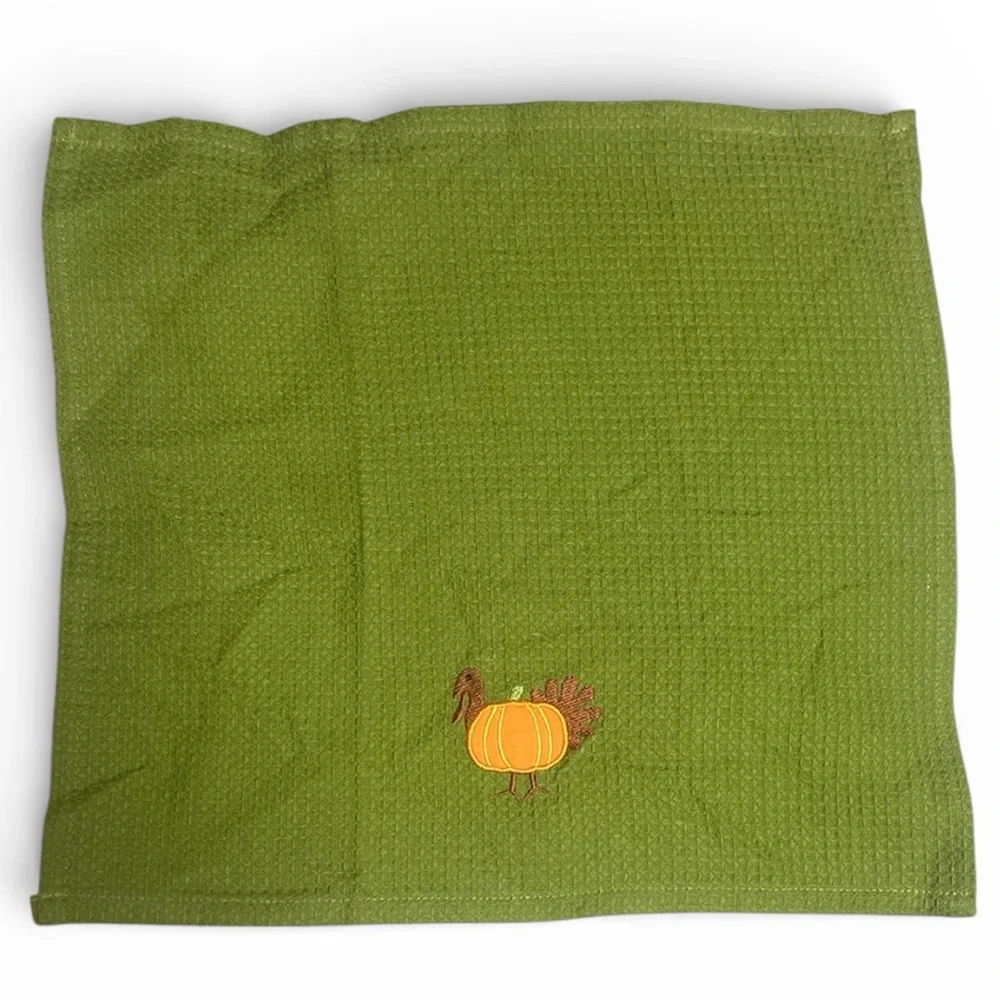 Crate&Barrel Orange and Green Turkey Kitchen Towels